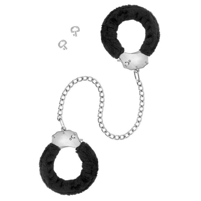 Металеві поножі з хутром Fetish Tentation Adjustable metal and fur ankle cuffs, 2 ключі