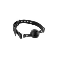 Повітропроникний кляп Fetish Tentation Premium Leather gag with stiff ball, шкіряний ремінець
