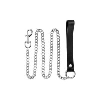 Повідець із натуральної шкіри Fetish Tentation Premium Metal leash with cowhide leather wrist 115 см