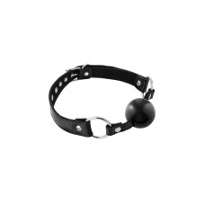 Кляп із силіконовою кулькою Fetish Tentation Premium Leather gag with silicone ball Black, шкіра