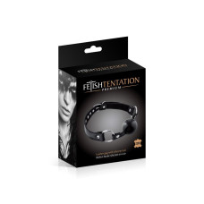 Кляп із силіконовою кулькою Fetish Tentation Premium Leather gag with silicone ball Black, шкіра
