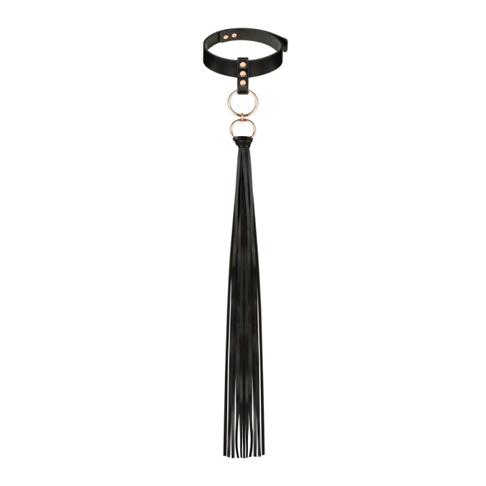 Нашийник с флогером Rosy Gold - Collar with Flogger - Black