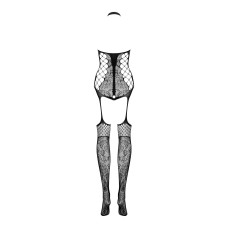 Бодістокінг Obsessive Bodystocking F240, XL/XXL, чорний, мереживний малюнок, імітація боді з панчохами