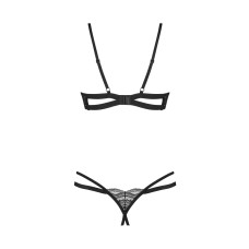 Комплект Obsessive Nutris 2-pcs crotchless set, XS/S, ліф з відкритими чашками, трусики з доступом