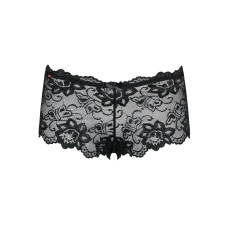 Трусики-шортики Obsessive Idillia shorties, L/XL, чорні, мереживні, з низькою посадкою
