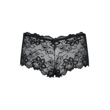 Трусики-шортики Obsessive Idillia shorties, L/XL, чорні, мереживні, з низькою посадкою