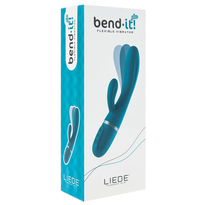 Вібратор-кролик Liebe Bend It Plus Ocean Blue, гнучкий, 2 мотори, 10 режимів
