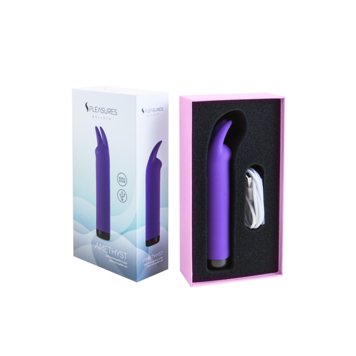 Вібратор S Pleasures Bullets Amethyst, фіолетовий, з двома відростками, 10 режимів, діаметр 2,8 см
