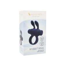 Ерекційне віброкільце S Pleasures Premium Rabbit Ring чорне, зі знімною віброкулею та вушками