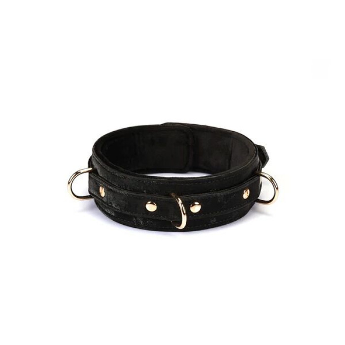 Нашийник з повідцем Liebe Seele Boudoir Amor Collar with Leash Black, три кільця