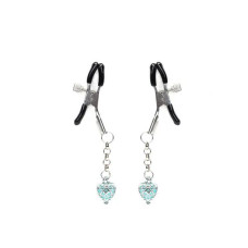 Затискачі для сосків із сердечком Liebe Seele Glow-in-dark Nipple Clamps Light Blue, світяться в темряві