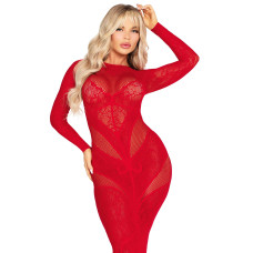 Сукня з довгим рукавом Leg Avenue Lace and Net Bodycon Gown One Size, Red