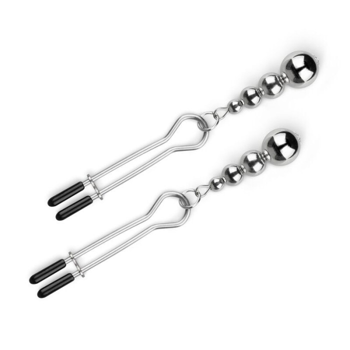 Затискачі для сосків Bedroom Fantasies: Nipple Clamps with Beaded Chain - Silver
