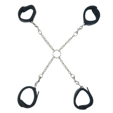 Хрестовина Punishment – Hog-Tie – Black, наручники + поножі на ланцюжку