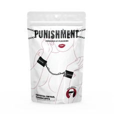 Наручники Punishment – Crystal Detail Handcuffs – Black, знімний ланцюжок, оздоблені кристалами