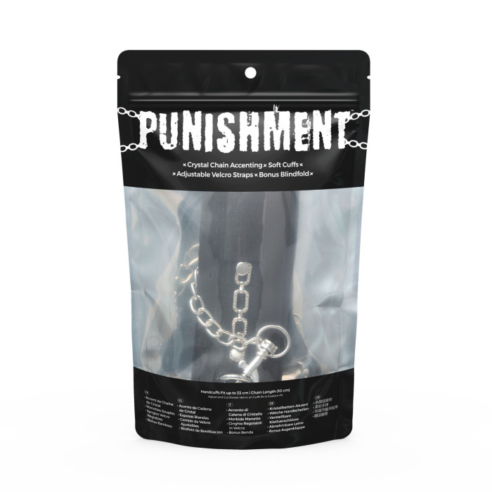 Наручники Punishment – Crystal Detail Handcuffs – Black, знімний ланцюжок, оздоблені кристалами