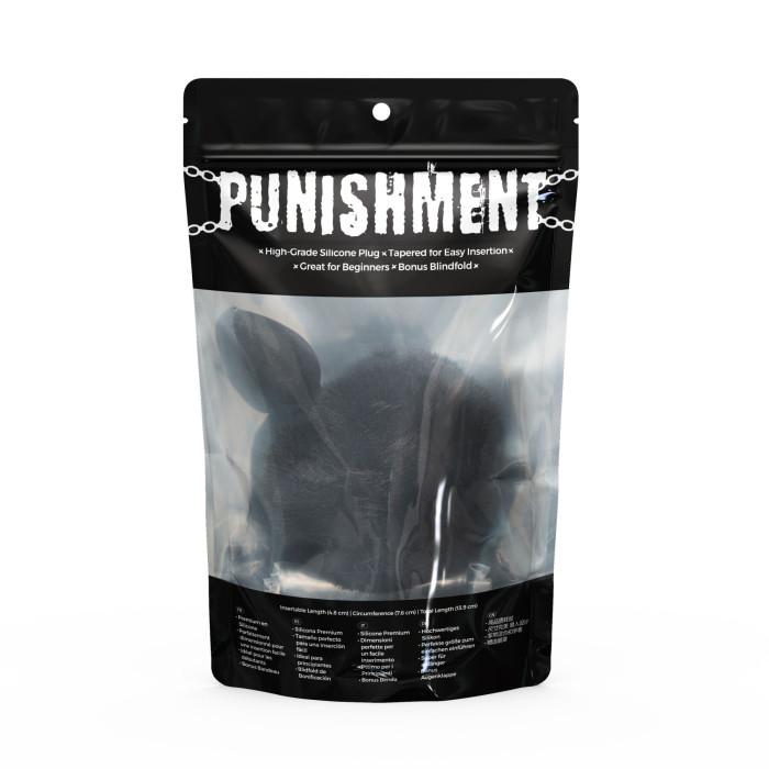 Анальна пробка з кролячим хвостиком Punishment – Bunny Tail Silicone Anal Plug – Black, 4,8 см