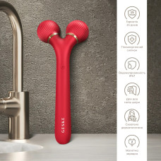 Електронний ультразвуковий ролик для обличчя GESKE Sonic Facial Roller 4в1 red