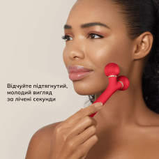 Електронний ультразвуковий ролик для обличчя GESKE Sonic Facial Roller 4в1 red