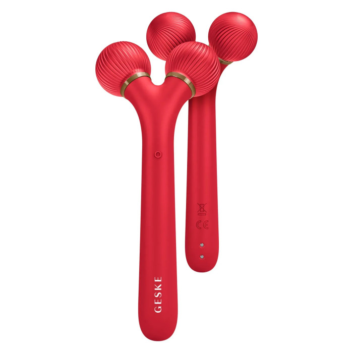 Електронний ультразвуковий ролик для обличчя GESKE Sonic Facial Roller 4в1 red