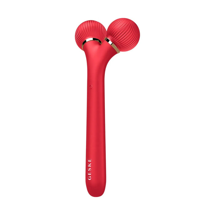 Електронний ультразвуковий ролик для обличчя GESKE Sonic Facial Roller 4в1 red