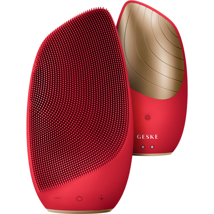 Електронна звукова термо щітка для обличчя GESKE Sonic Thermo Facial Brush 6в1 red