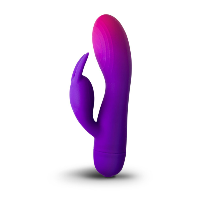Вібратор-кролик Rocks Off Glo Girl – Rabbit, 2 мотори, 10 режимів, на батарейках