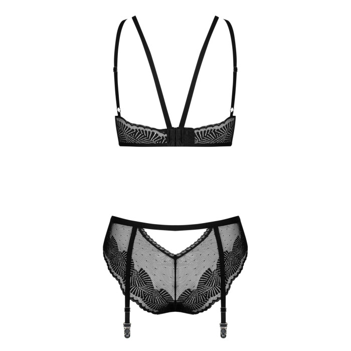 Комплект Obsessive Allastia 2-pcs set black S/M, регульовані бретелі, багаторівнева застібка