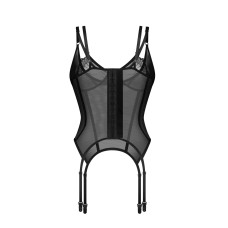 Корсет Obsessive Arrowel Black corset L/XL, з підв’язками для панчіх
