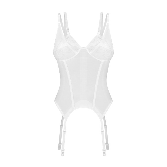 Корсет Obsessive Arrowel White corset S/M, з підв’язками для панчіх