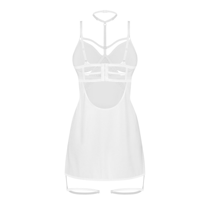 Бебі-дол Obsessive Arrowel White chemise 2XL/3XL, з декоративним чокером та гартерами