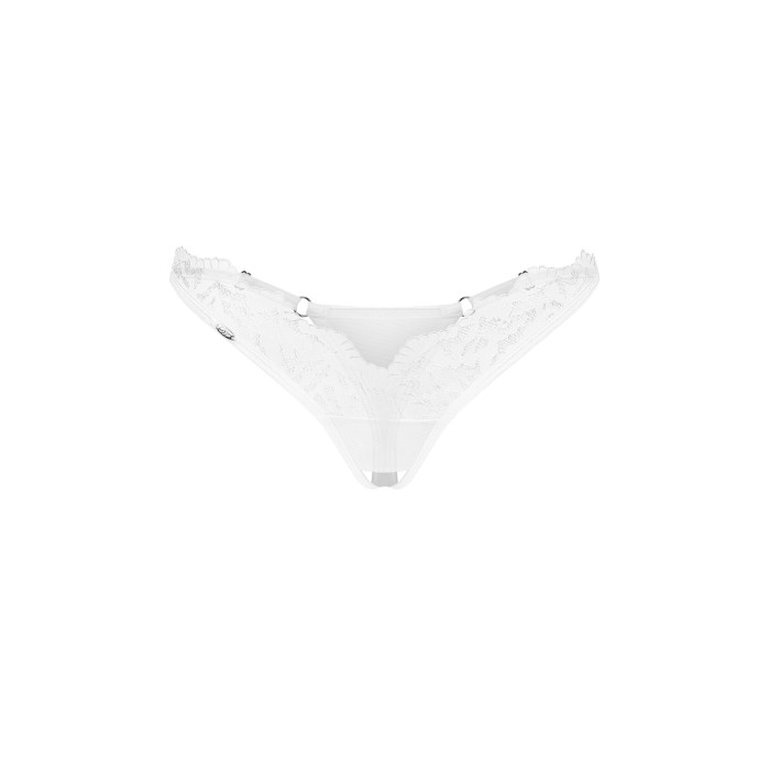 Трусики-стрінги з мереживом Obsessive Arrowel White crotchless thong L/XL
