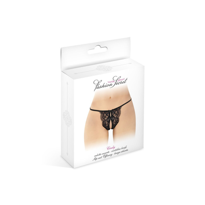Трусики з відкритим доступом Fashion Secret Cindy Black, мереживо з бантиком