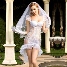 Еротичний костюм нареченої «Благочестива Марта» L/XL White