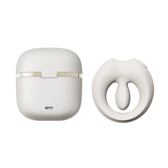 Ерекційне смарт-віброкільце Zalo Apis Ivory White, до 4 годин роботи, зарядний кейс