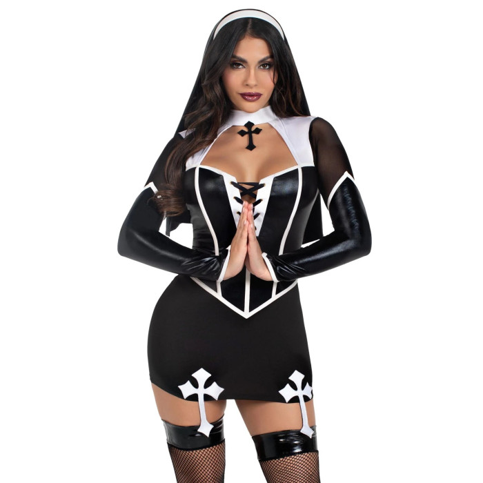 Костюм черниці Leg Avenue Holy Hottie Dress S