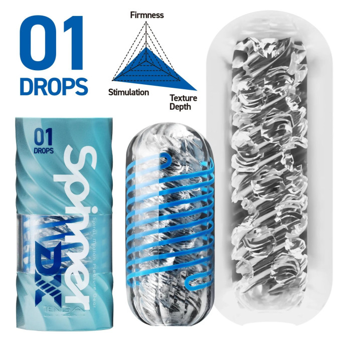 Мастурбатор Tenga Spinner DX 01 Drops, з пружною стимулювальною спіраллю всередині, ніжний вплив