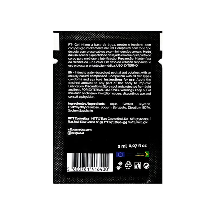 Пробник лубриканта на водній основі Intt My Lube Natural, 2 мл